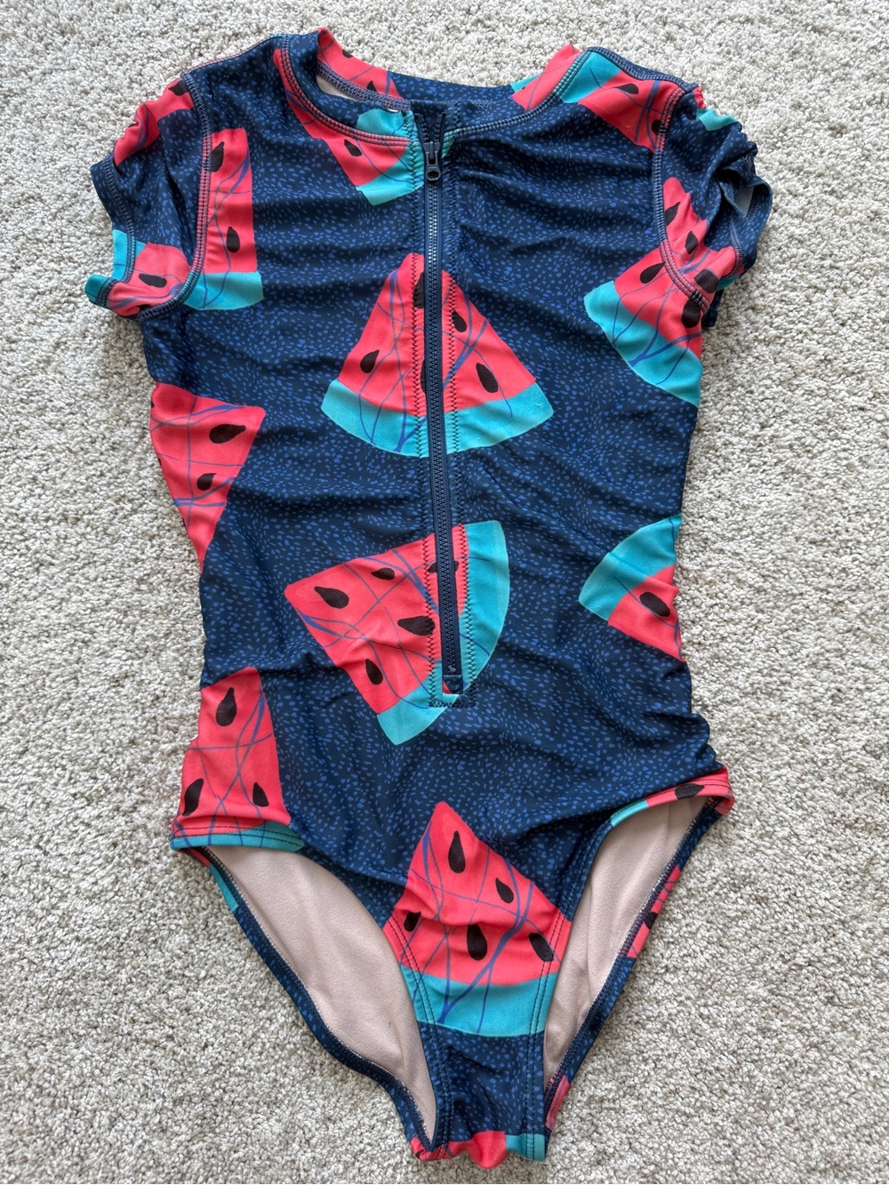 Tea Collection Navy Blue Kids One-Piece Swimsuit with Watermelon Print size 12